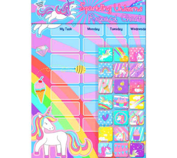 Unicorn beloningskaart met glitterstickers