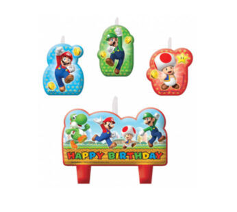 Super Mario Verjaardagskaarsen (4 stuks)